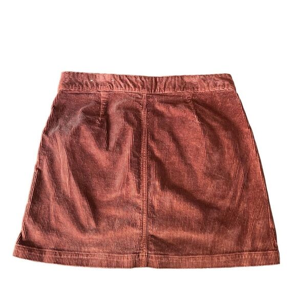 American Eagle Brown Women's Corduroy Mini Skirt Boho Super Stretch Size 10 - Picture 2 of 4